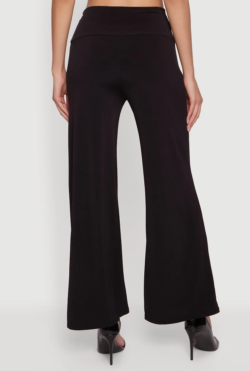 High Waisted Pull On Wide Leg Pants