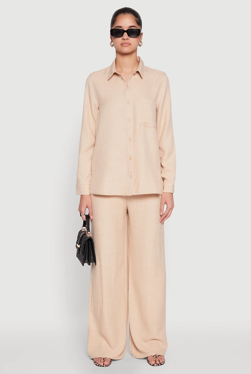 Oversized Linen Button Front Shirt