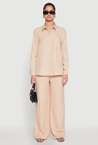 Oversized Linen Button Front Shirt