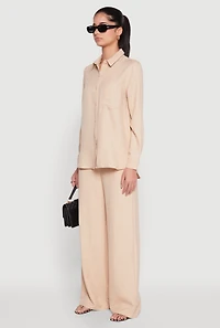 Oversized Linen Button Front Shirt