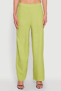 Womens Linen High Waisted Wide Leg Pants, S