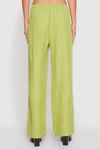 Womens Linen High Waisted Wide Leg Pants, S
