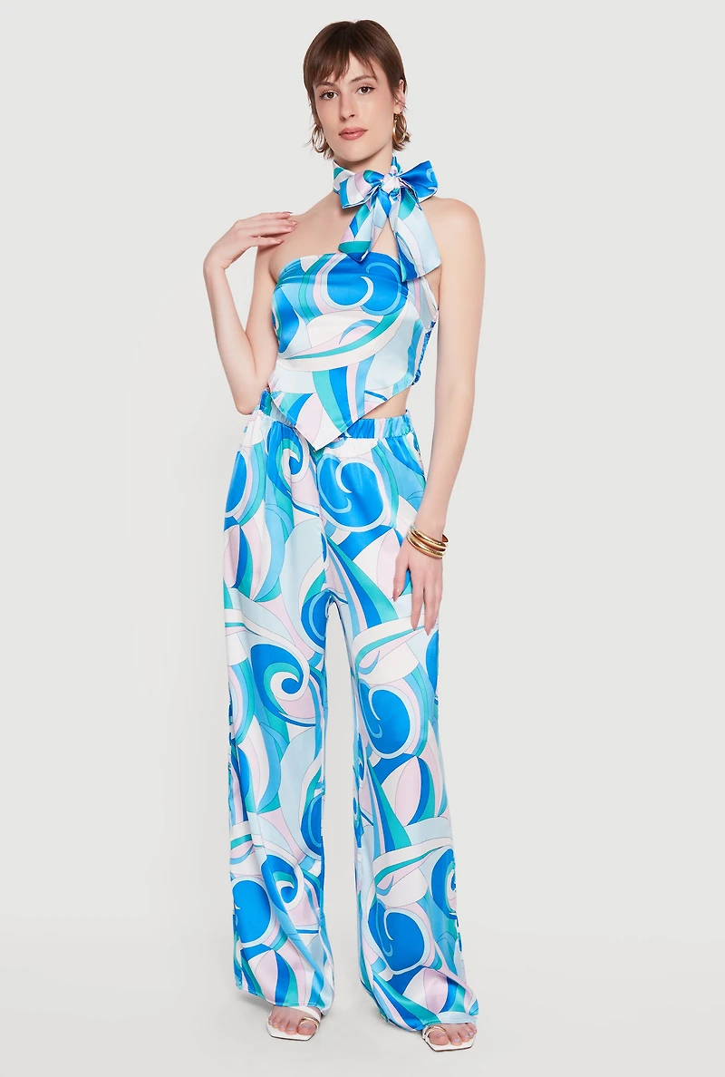 Satin Crop Tube Top with Scarf