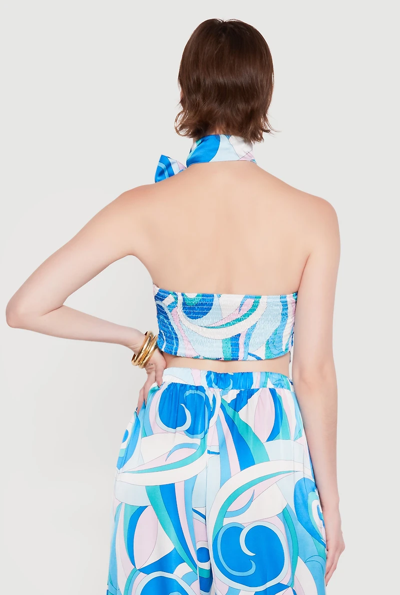 Satin Crop Tube Top with Scarf