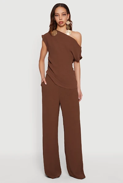 Crepe Knit Wide Leg Casual Pants