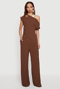 Crepe Knit Wide Leg Casual Pants