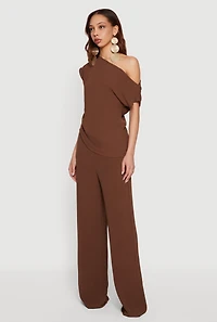 Crepe Knit Wide Leg Casual Pants
