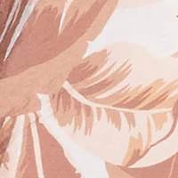 Trendy High Waisted Floral Leaf Print Crepe Knit Shorts