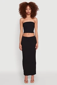 Womens Texture Knit Cropped Tube Top, S