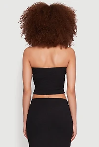 Womens Texture Knit Cropped Tube Top, L