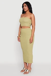 Womens Texture Knit Cropped Tube Top, M