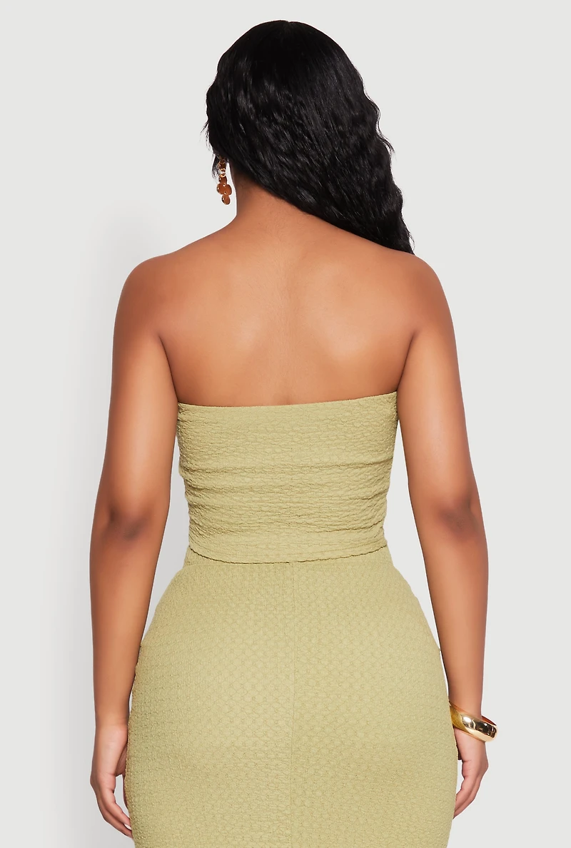 Womens Texture Knit Cropped Tube Top, M