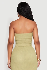 Womens Texture Knit Cropped Tube Top, M