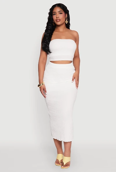Womens Lettuce Edge Textured Knit Skirt, L