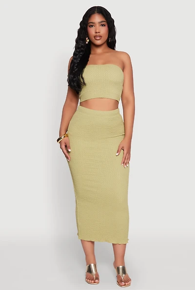 Womens Lettuce Edge Textured Knit Skirt,