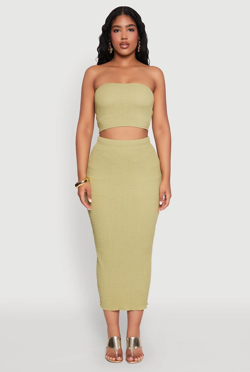Womens Lettuce Edge Textured Knit Skirt,