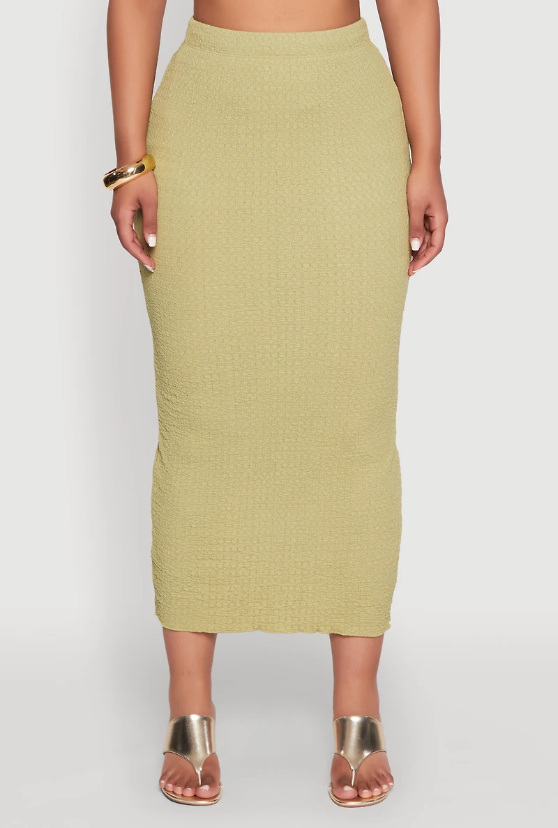 Womens Lettuce Edge Textured Knit Skirt,