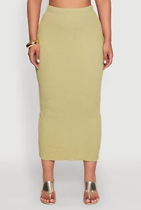 Womens Lettuce Edge Textured Knit Skirt,
