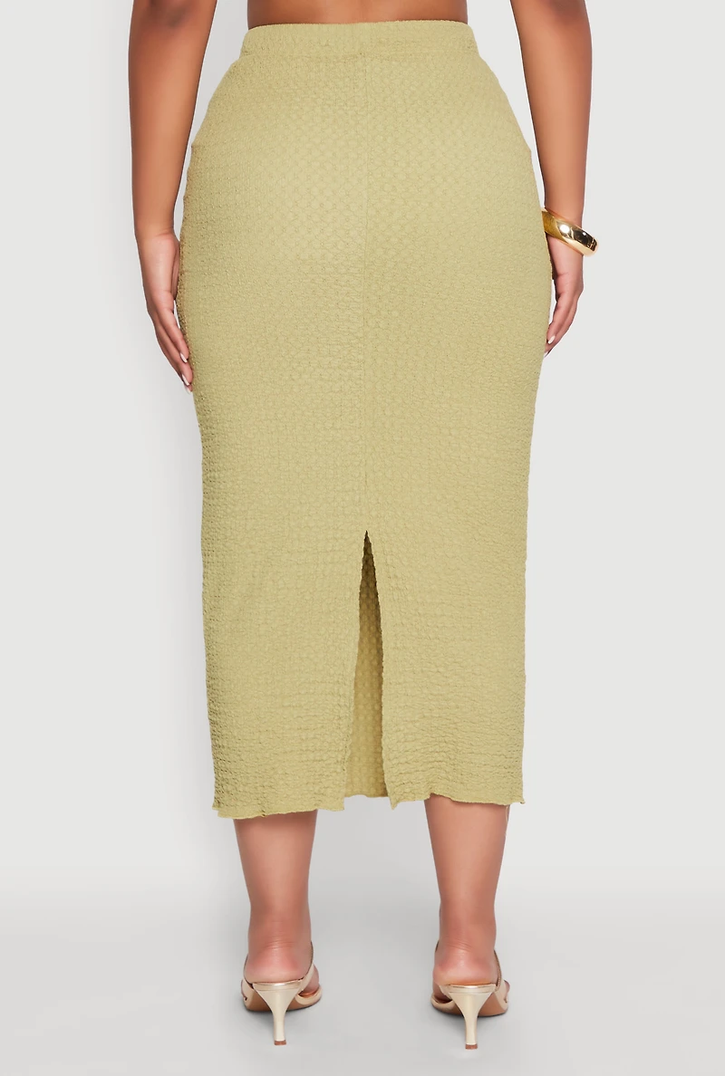 Womens Lettuce Edge Textured Knit Skirt,