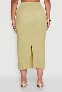 Womens Lettuce Edge Textured Knit Skirt,