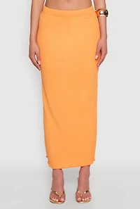 Womens Lettuce Edge Textured Knit Skirt, L