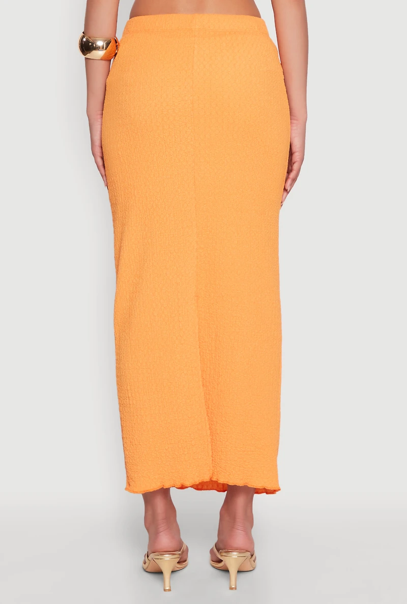 Womens Lettuce Edge Textured Knit Skirt, L