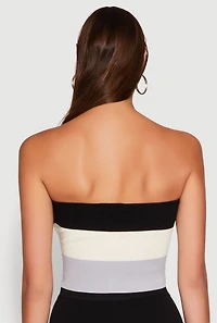 Womens Striped Rhinestone Heart Keyhole Tube Top, Multi,