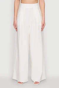 Womens Trendy High Waisted Wide Leg Dress Pants with Pleats,