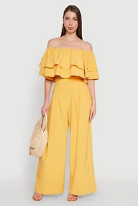 Womens Trendy High Waisted Wide Leg Dress Pants with Pleats, Yellow,