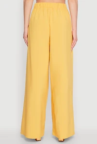 Womens Trendy High Waisted Wide Leg Dress Pants with Pleats, Yellow,