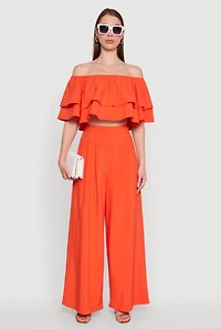 Trendy High Waisted Wide Leg Dress Pants with Pleats