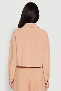 Womens Flap Pocket Cropped Shirt,
