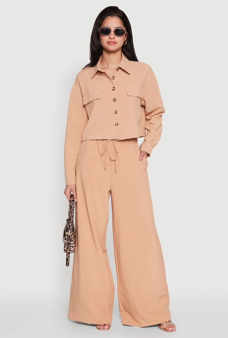 Womens High Waisted Pintuck Detail Pants, Khaki, Size M