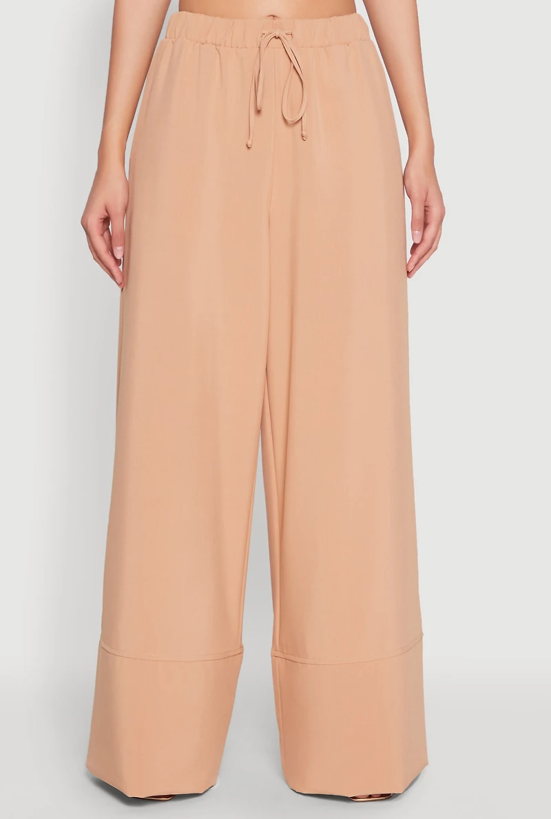 Womens High Waisted Pintuck Detail Pants, Khaki, Size M