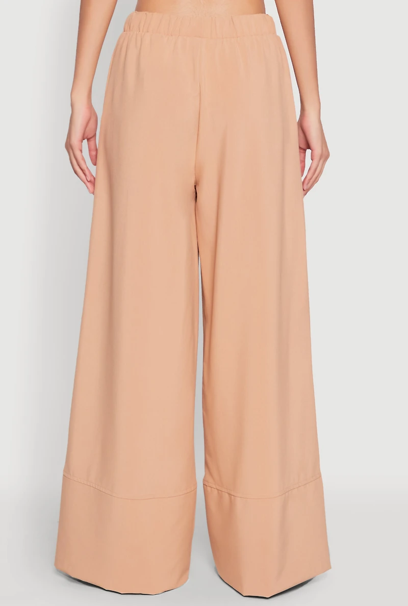 Womens High Waisted Pintuck Detail Pants, Khaki, Size M
