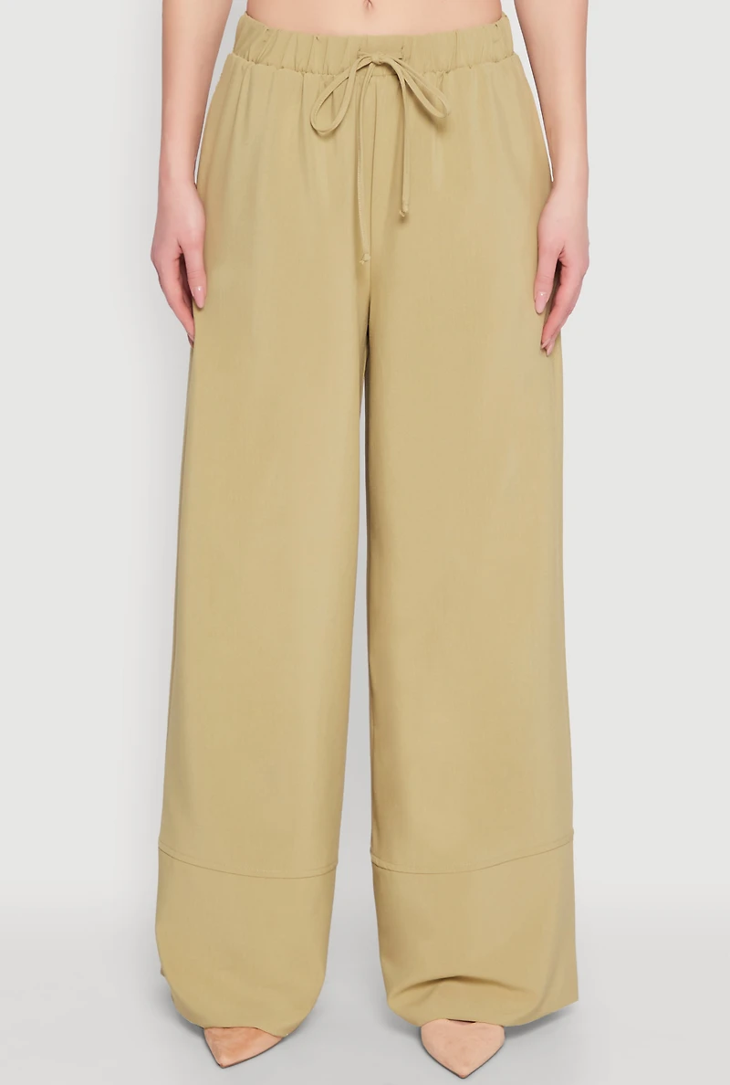 Womens High Waisted Pintuck Detail Pants, Green, Size M