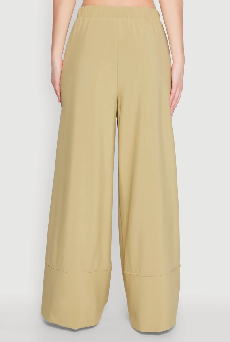 Womens High Waisted Pintuck Detail Pants, Green, Size M