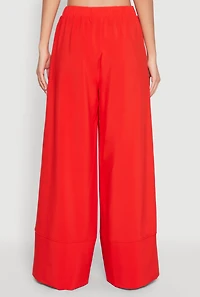Womens High Waisted Pintuck Detail Pants, Orange, Size M