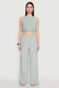 Womens High Waisted Palazzo Pants, Green,