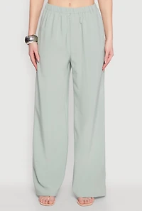 Womens High Waisted Palazzo Pants, Green, Size L