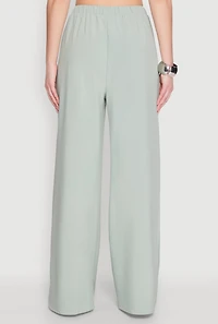 Womens High Waisted Palazzo Pants, Green, Size L