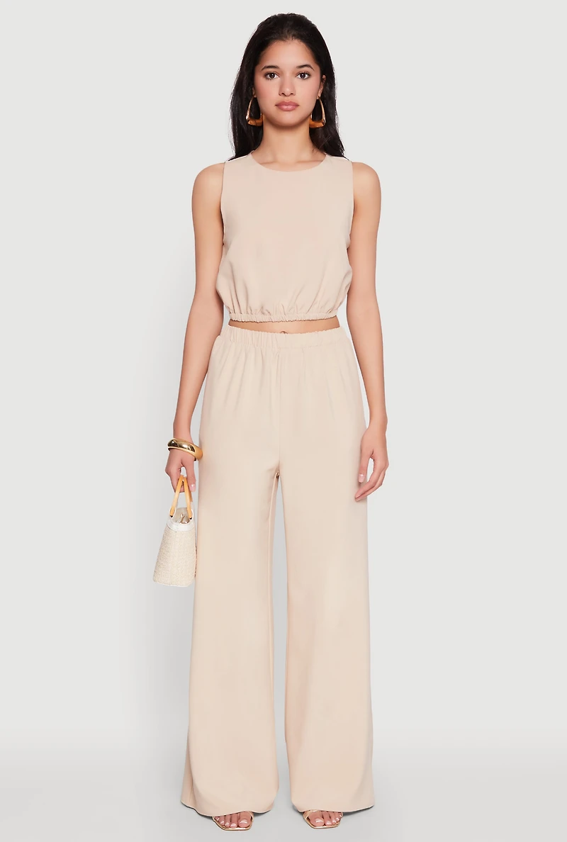 Elastic Waist Cropped Tank Top