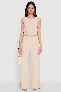 Elastic Waist Cropped Tank Top