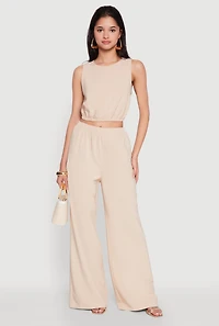 Elastic Waist Cropped Tank Top