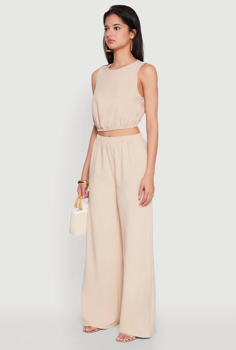 Elastic Waist Cropped Tank Top