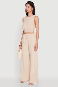 Elastic Waist Cropped Tank Top