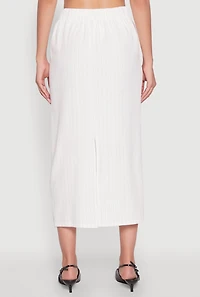 Womens Pinstripe High Waist Skirt, White, Size S