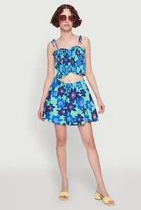 Trendy Gauze Knit Smocked Faux Drawstring Shorts