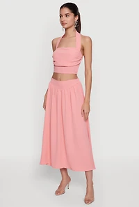 Airy Crepe Knit Halter Crop Top