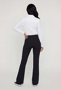 Solid Wide Waist Pull On Flare Pants